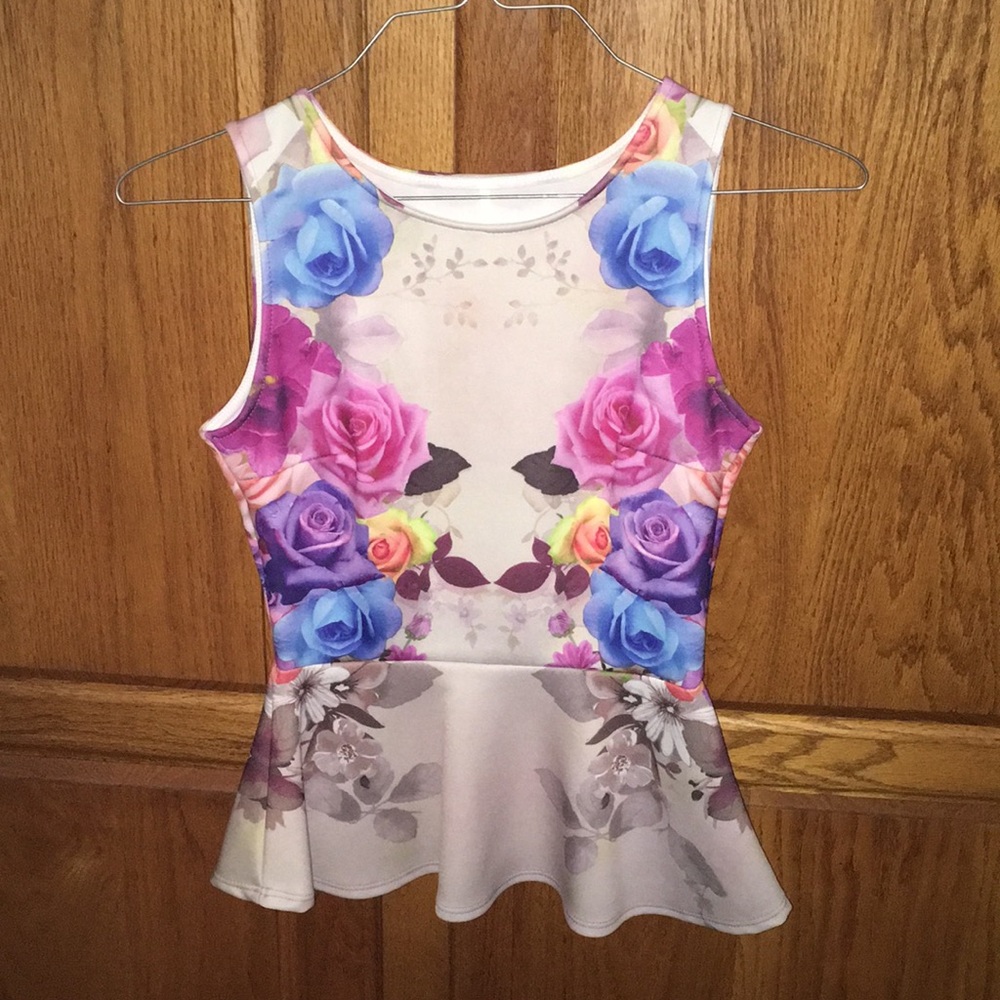 Floral peplum tank